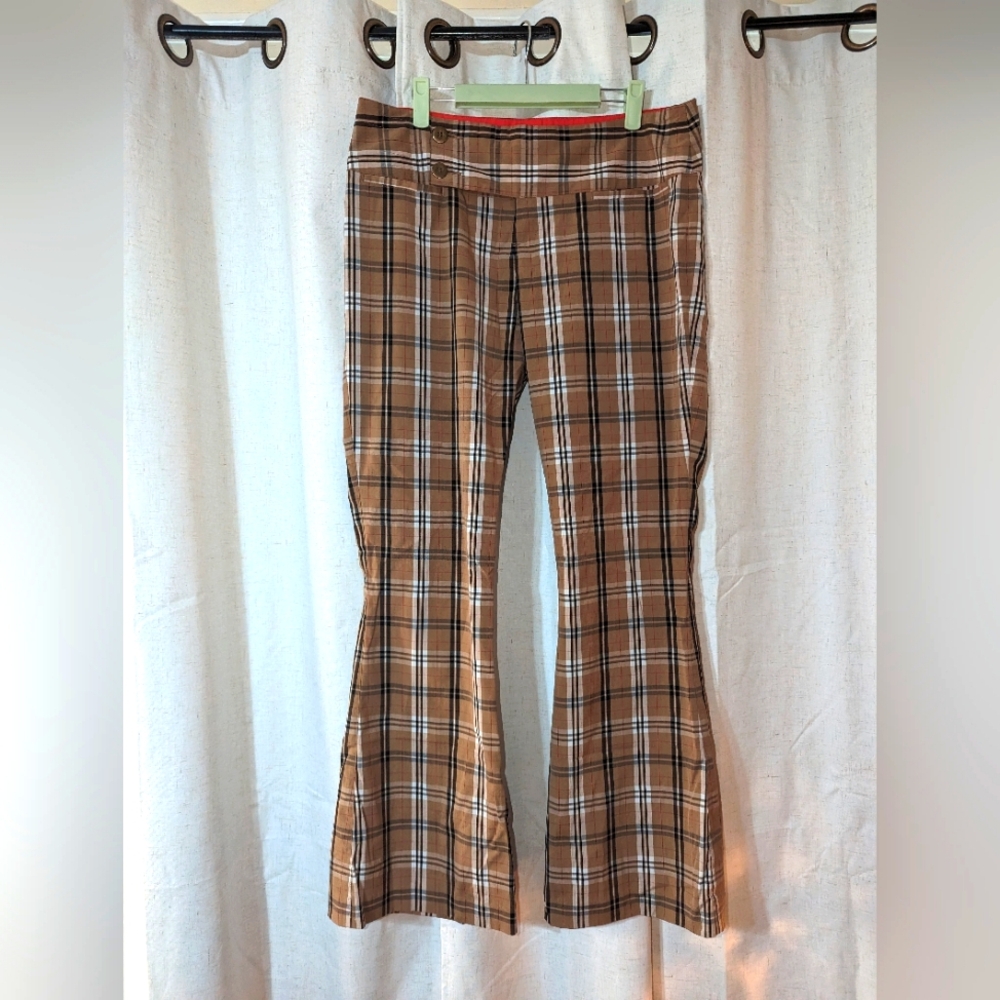Y2K Lowrise Flared Plaid Wetseal Pants